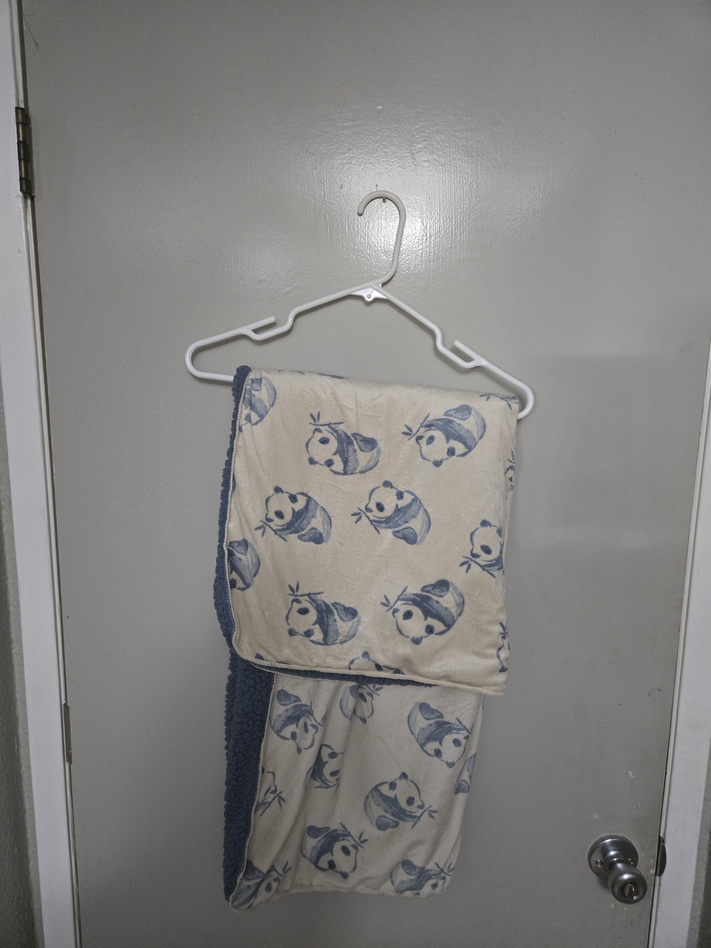 Carter's Cream Throw Blanket with Blue Panda Print